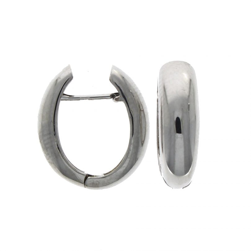 9ct White Gold Polished Oval Rounded Huggy Hoop Earrings