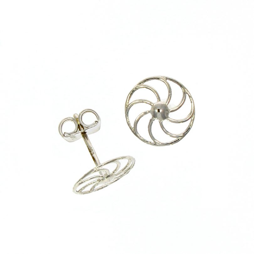 9ct White Gold Openwork Cartwheel Stud Earrings