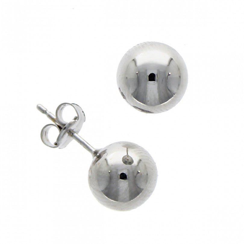 9ct White Gold Classic Ball Stud Earrings (8mm)