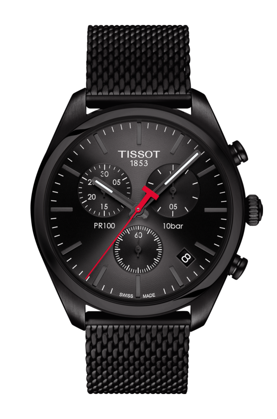 Tissot PR 100 Black Dial Black PVD Mens Quartz Chronograph Watch T1014173305100