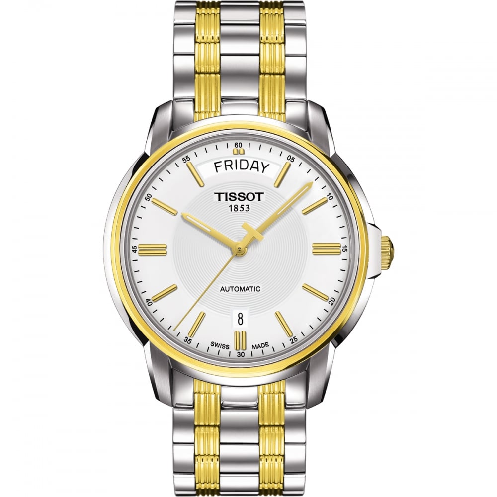 Tissot Automatics III Day-Date White Dial Two Tone Mens Watch T0659302203100