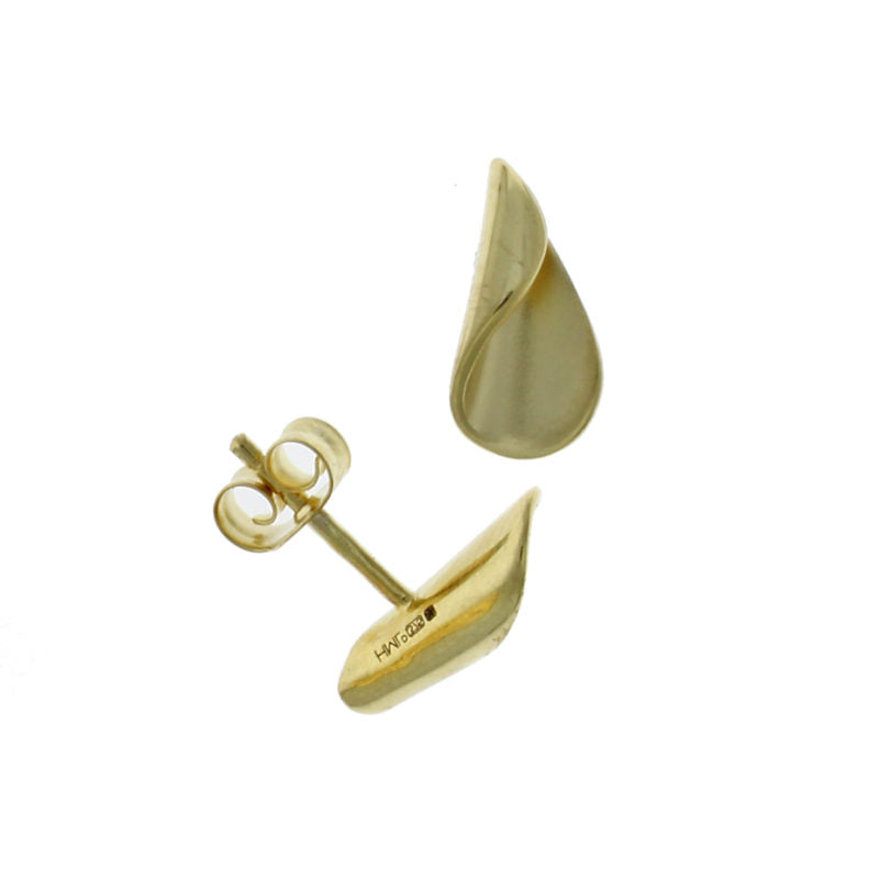 9ct Gold Satin & Polished Curl Stud Earrings