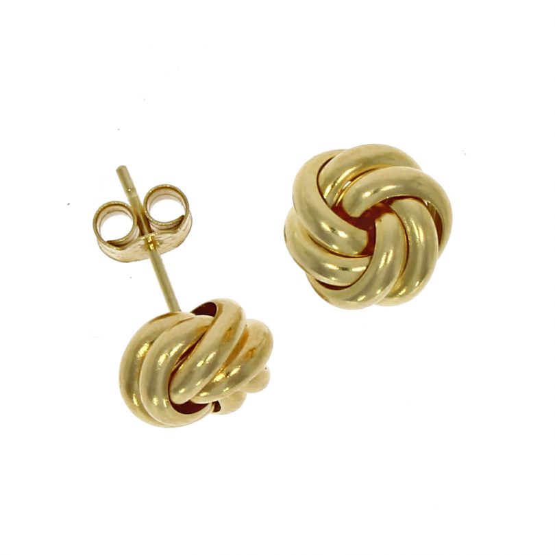 9ct Gold Two Row Polished Knot Stud Earrings