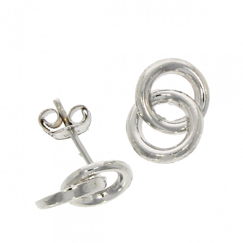 9ct White Gold Linked Circles Stud Earrings