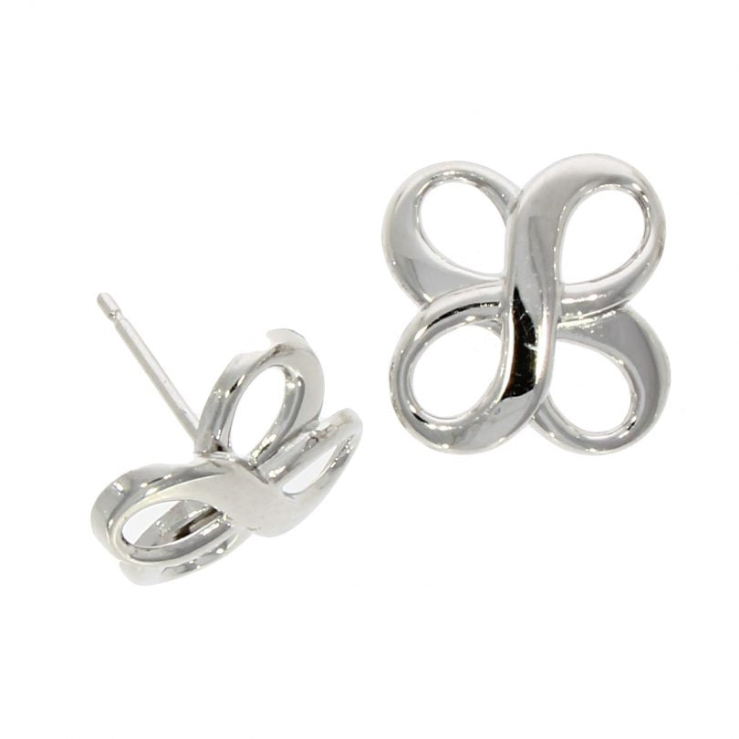 9ct White Gold Double Figure of Eight Large Stud Earrings