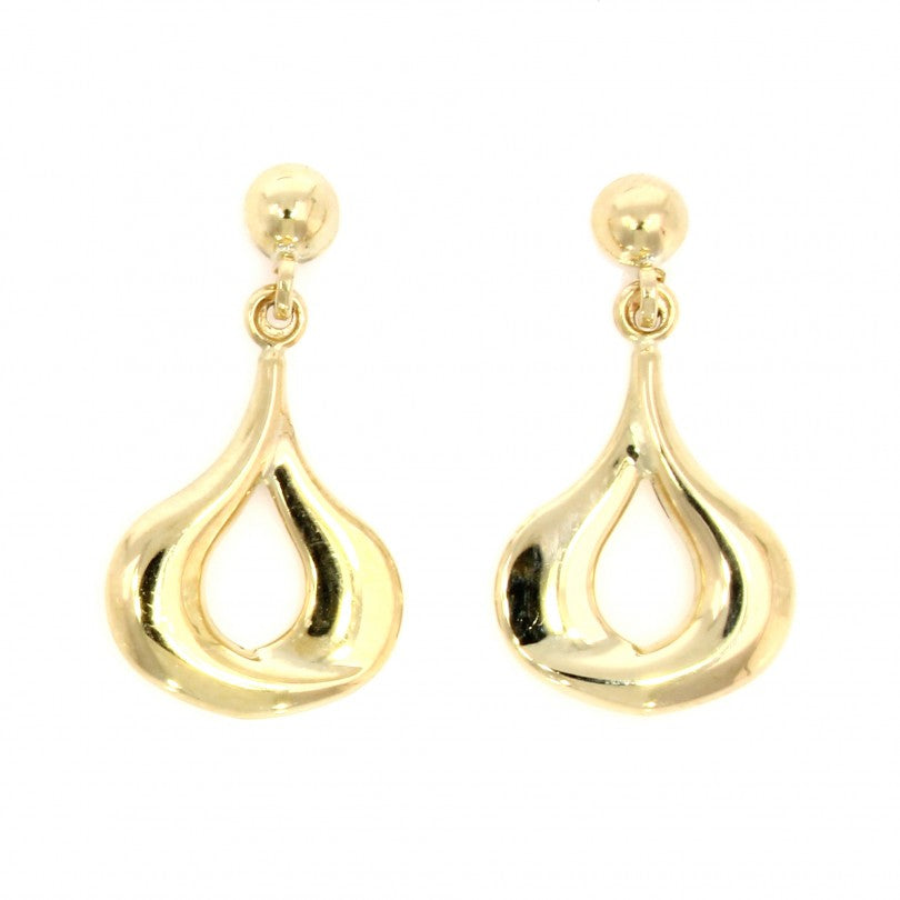 9ct Gold Polished Open Fat Pear-Shaped Drop Earrings