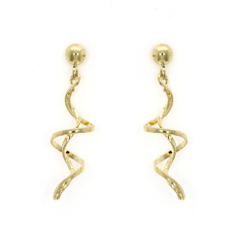 9ct Gold Polished Open Spiral Drop Earrings