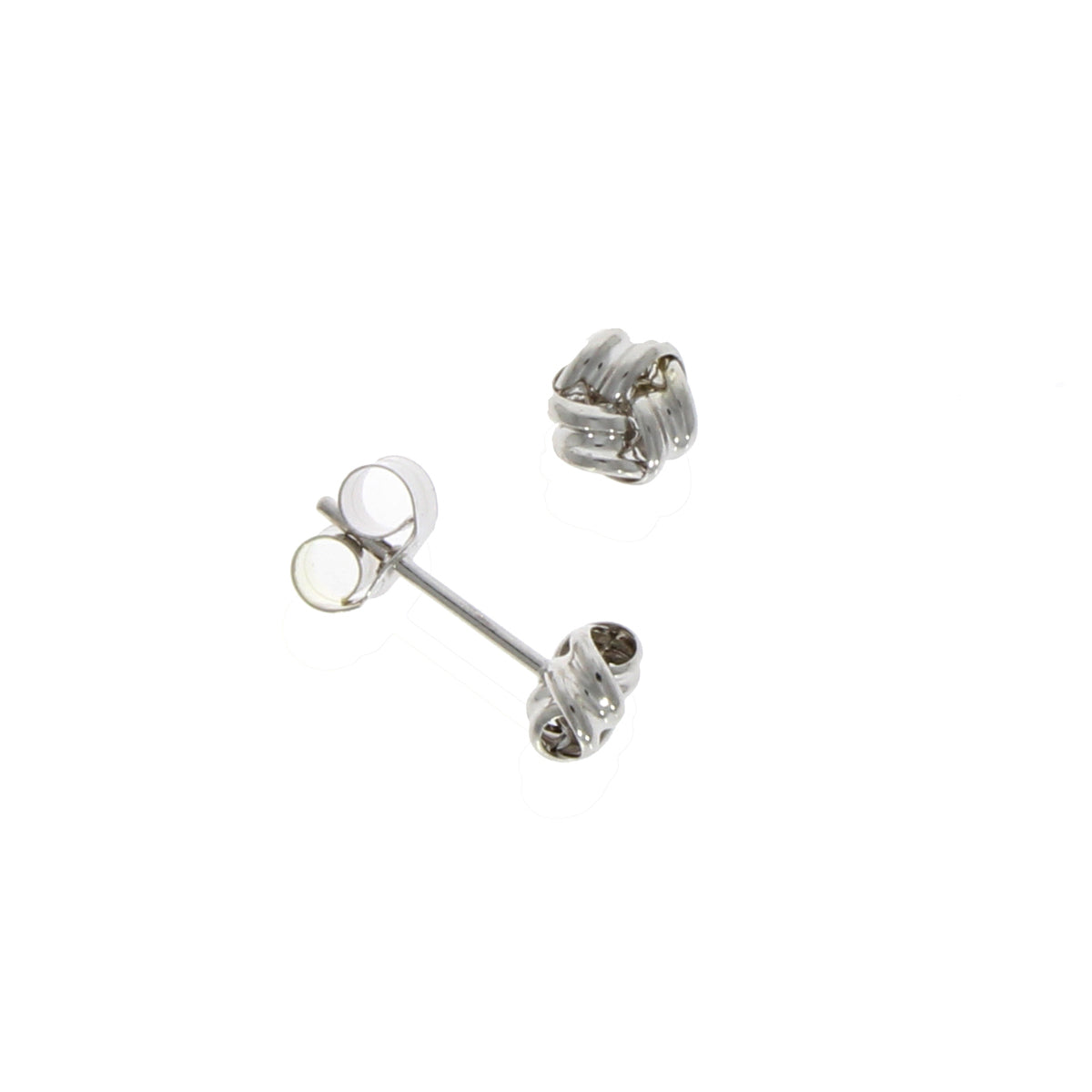 9ct White Gold Small Ribbed Knot Stud Earrings
