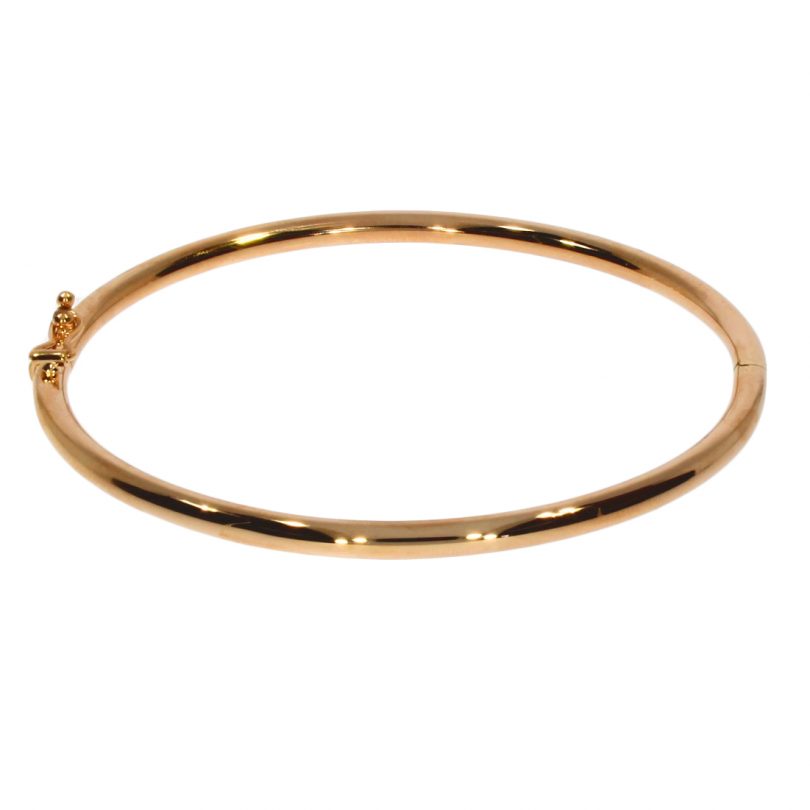 9ct Rose Gold Oval Hinged Solid Bangle