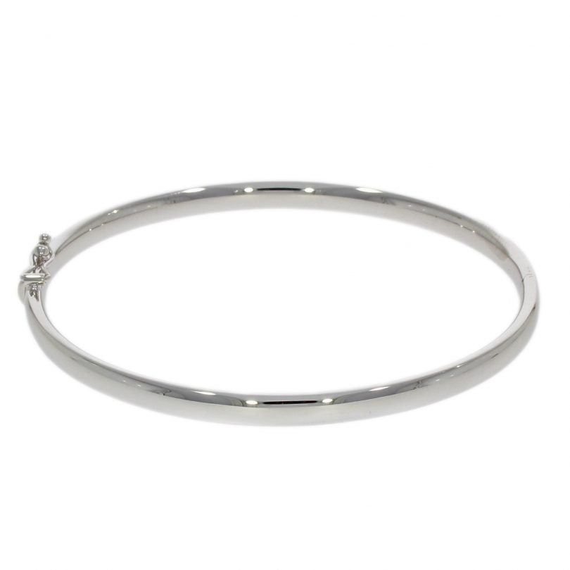 9ct White Gold Oval Hinged Solid Bangle