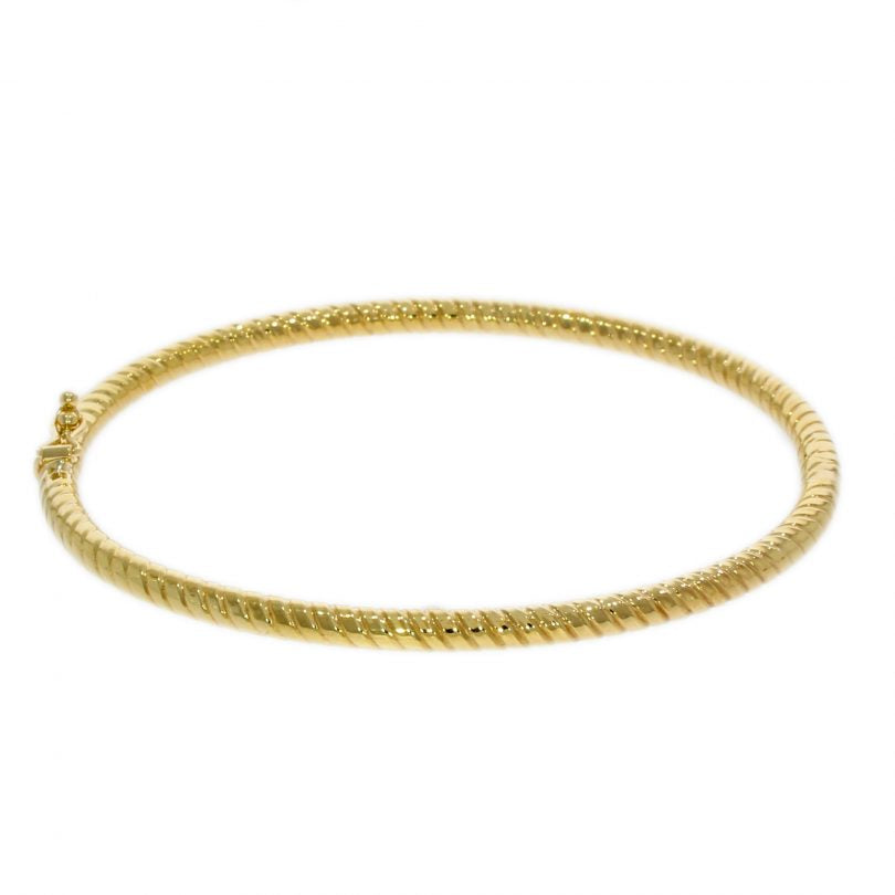 9ct Gold Oval Hinged Twist Design Solid Bangle