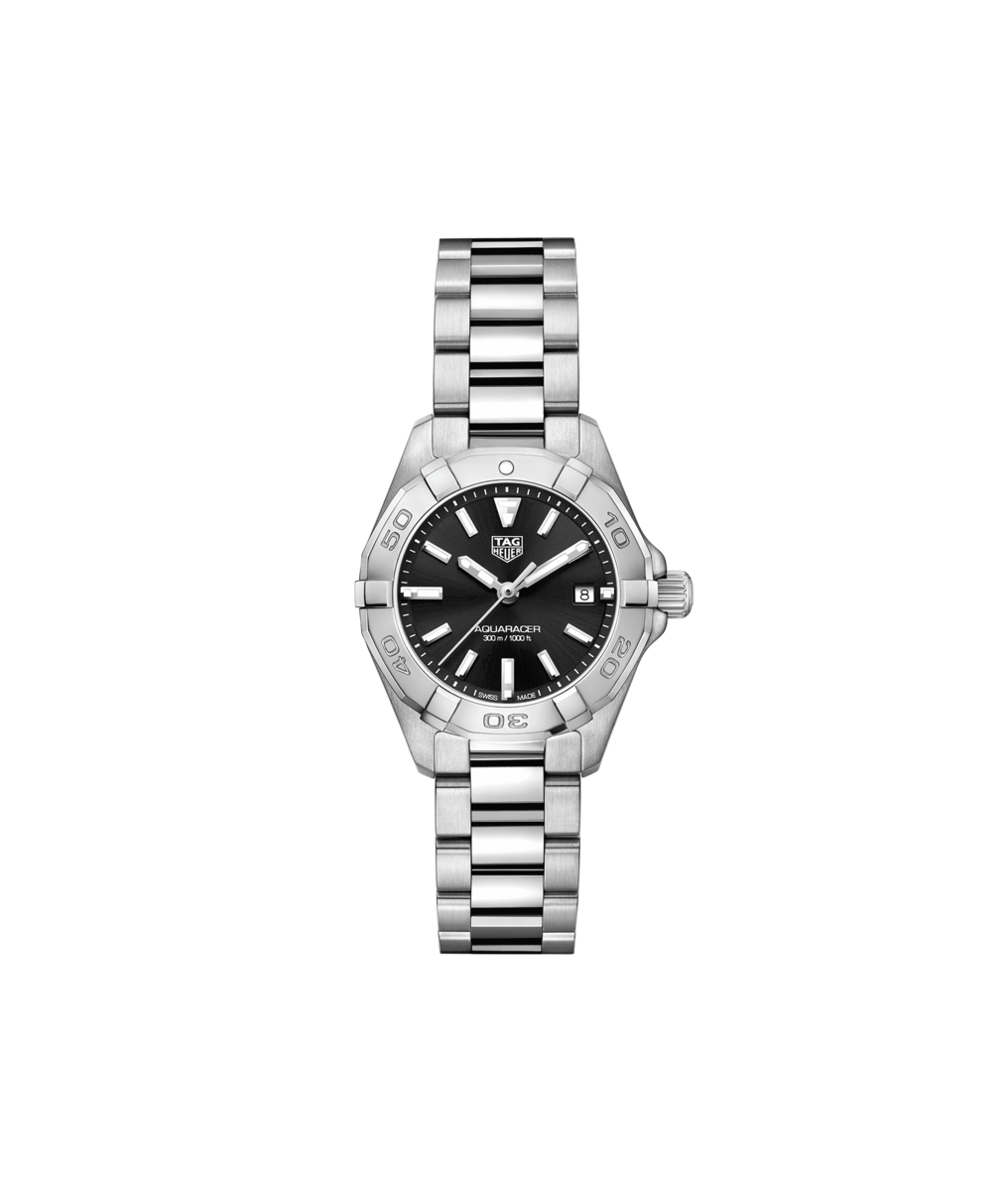 TAG Heuer Aquaracer Stainless Steel Black Dial Womens Quartz 27mm Watch WBD1410.BA0741