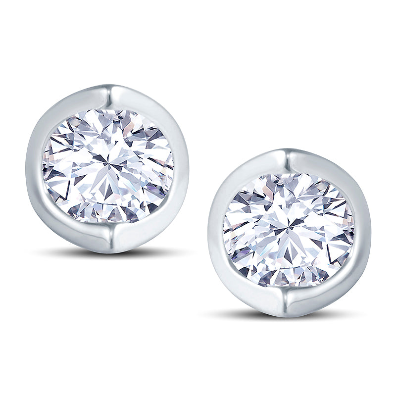 18ct White Gold 2 Claw Cup Setting 0.25ct Diamond Stud Earrings