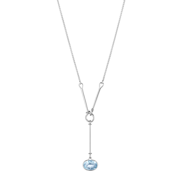 Georg Jensen SAVANNAH Sterling Silver & Blue Topaz Pendant Necklace 10009395