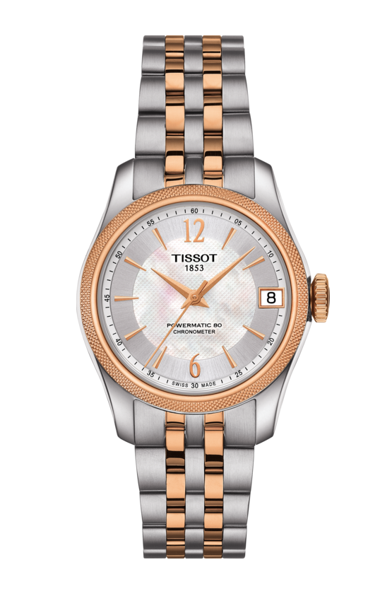 Tissot Ballade Lady Mother of Pearl Dial Two Tone Powermatic 80 COSC Chronometer Womens Watch T1082082211701