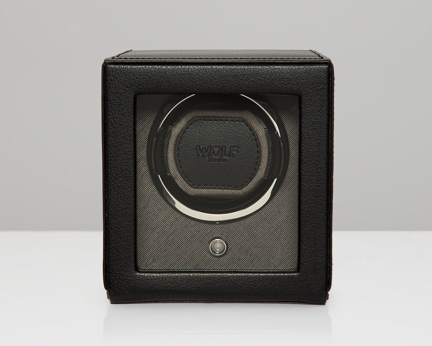 WOLF Black Cub Single Winder with Cover Watch Winding Box 461103