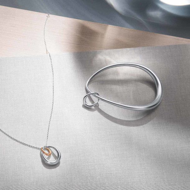 Georg Jensen OFFSPRING Sterling Silver & Rose Gold Pendant Necklace 10012763