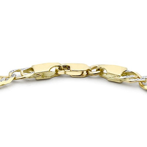 9ct Yellow & White Gold Diamond Cut Double Curb Bracelet