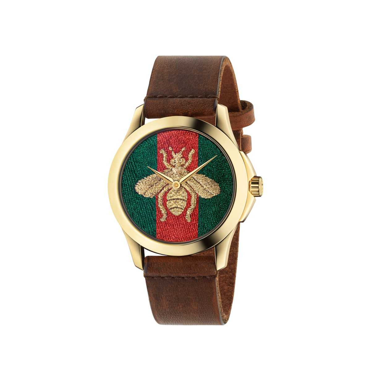 Gucci G-Timeless Bee Fabric Dial PVD Gold Plated Unisex Quartz Watch YA126451