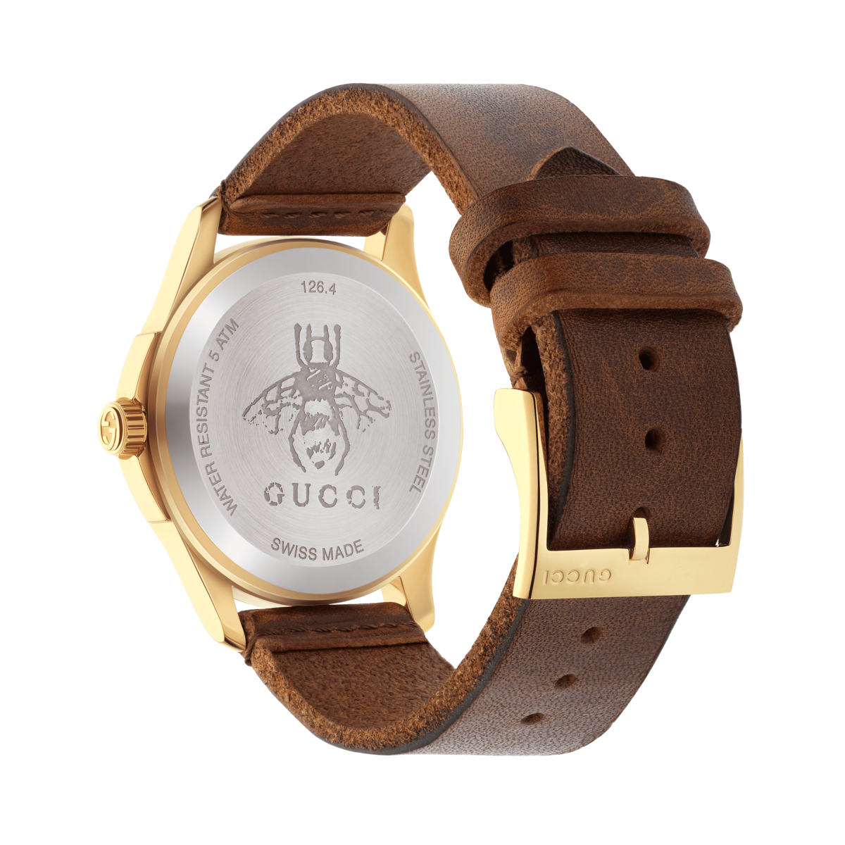 Gucci G-Timeless Bee Fabric Dial PVD Gold Plated Unisex Quartz Watch YA126451