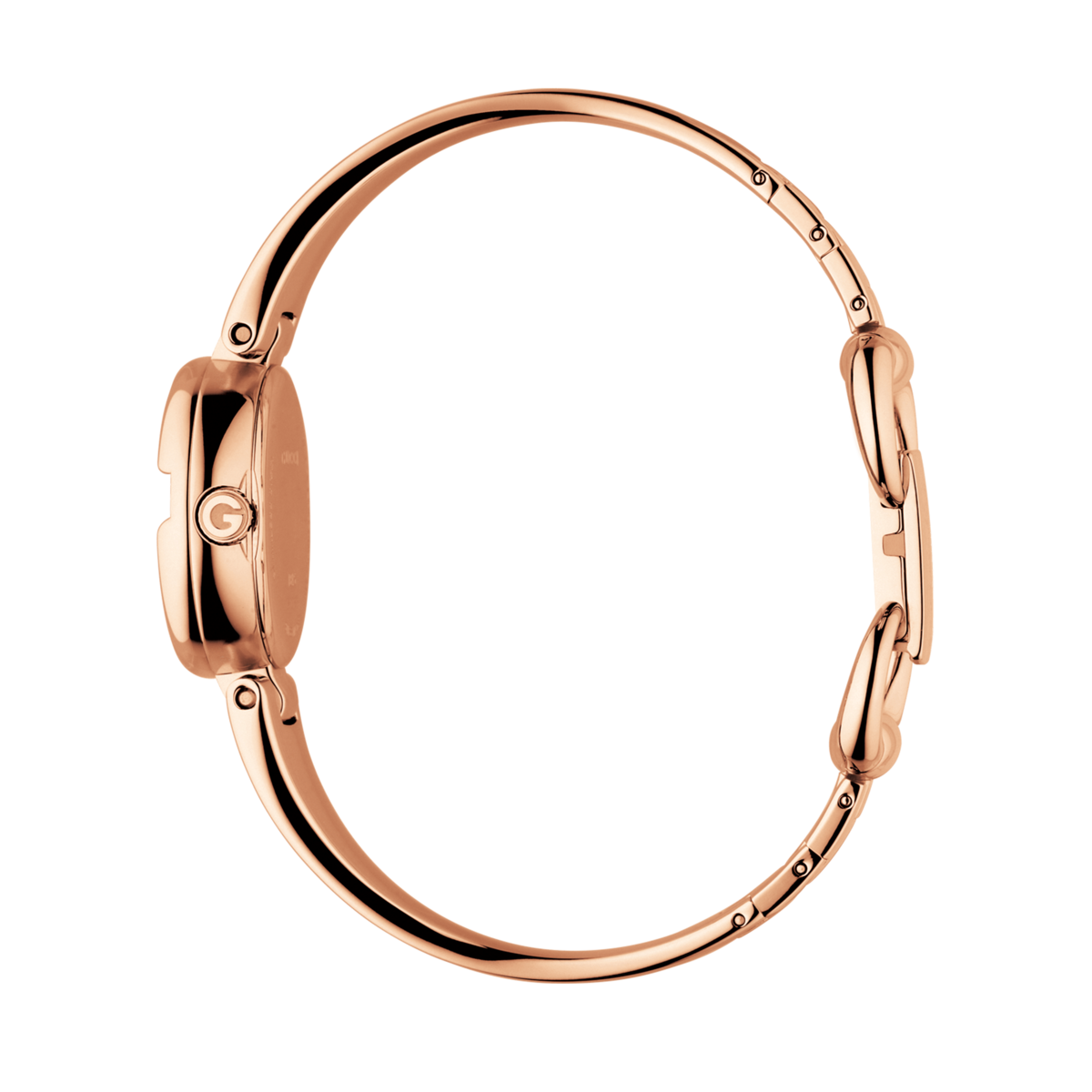 Gucci Guccissima Black Dial Rose PVD Gold Plated Bangle Womens Quartz Watch YA134509