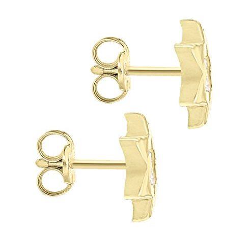 9ct Yellow Gold & Cubic Zirconia Star Stud Earrings