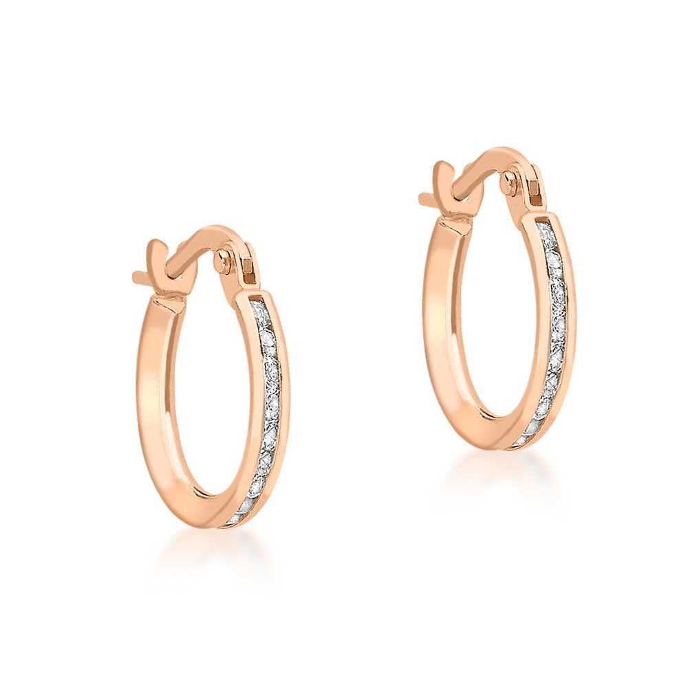 9ct Rose Gold Cubic Zirconia Set Hoop Earrings