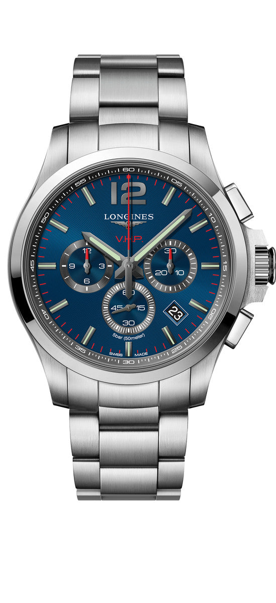 Longines Conquest V.H.P. Blue Dial Stainless Steel Mens Quartz Chronograph Watch L37274966