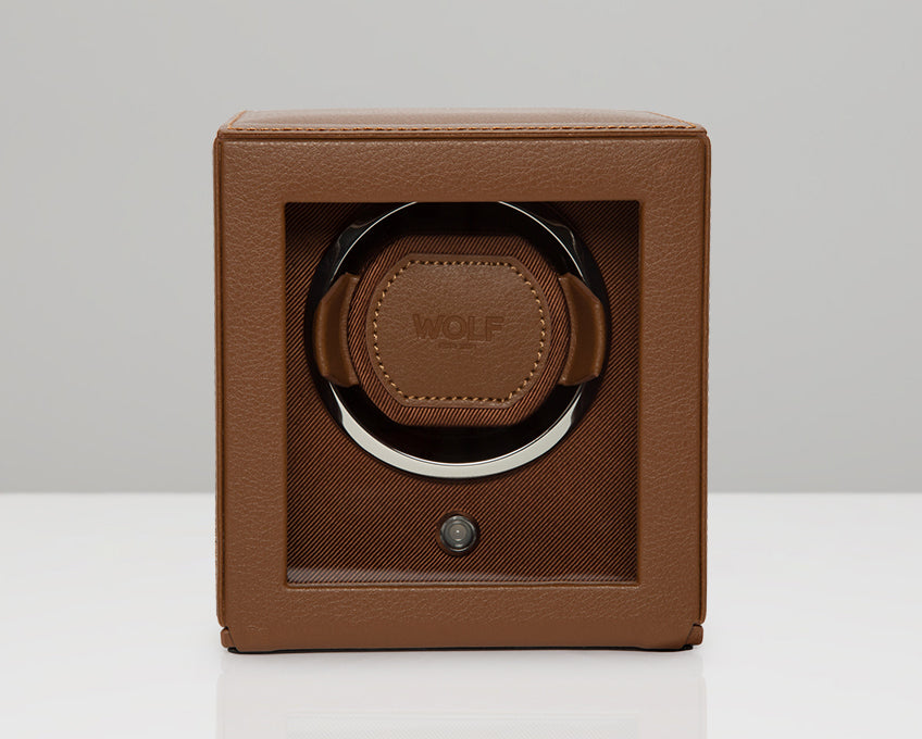 WOLF Cognac Cub Single Winder with Cover Watch Winding Box 461127
