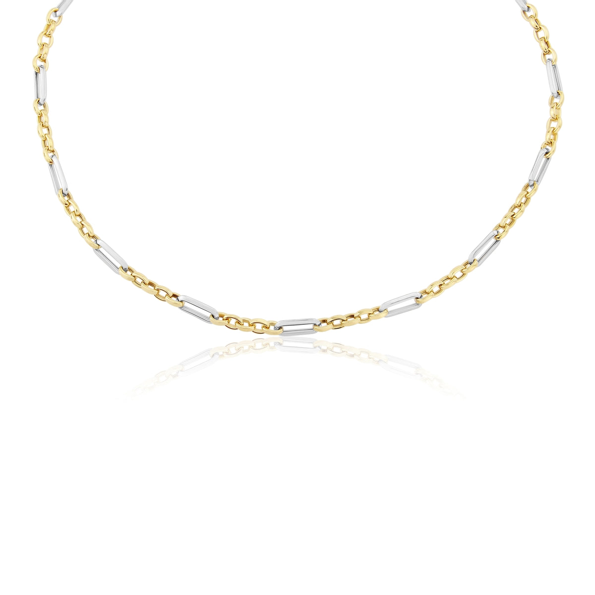 9ct Yellow & White Gold Fancy Link Necklace