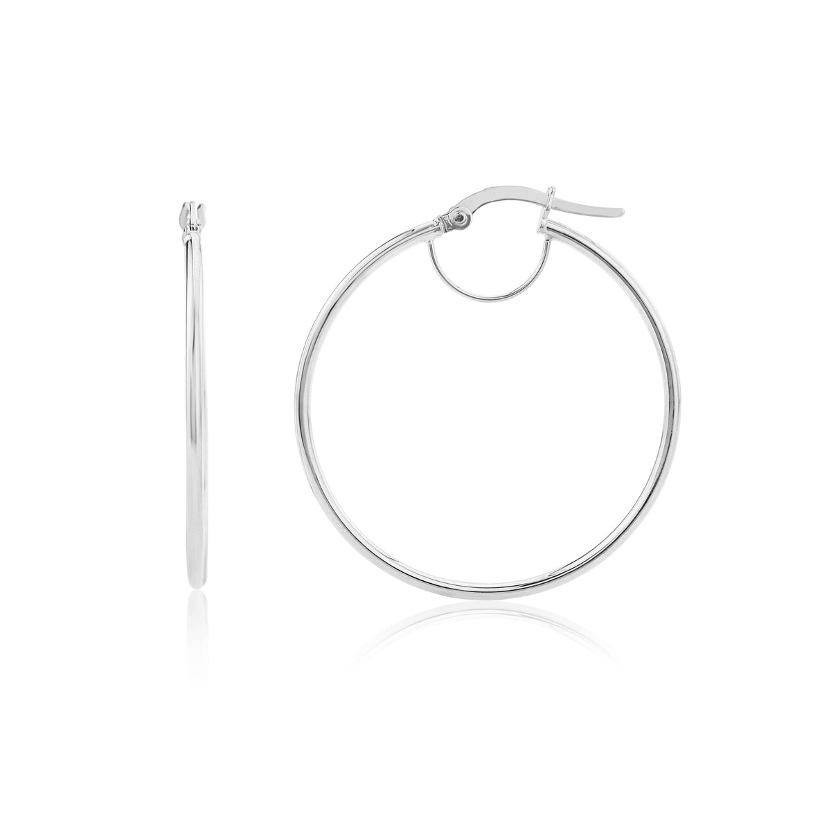 9ct White Gold Fine Hoop Earrings