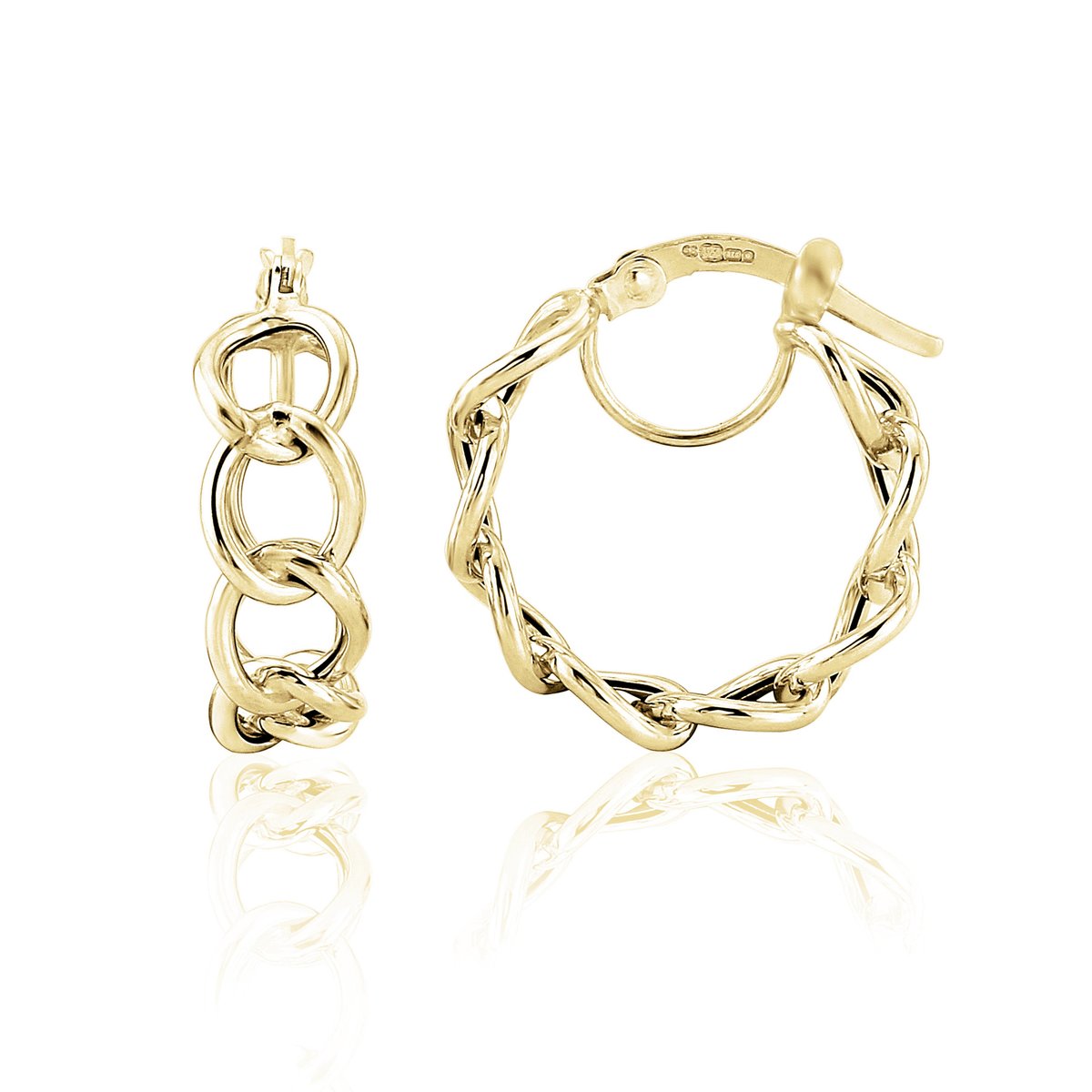 9ct Gold Curb Link Hoop Earrings