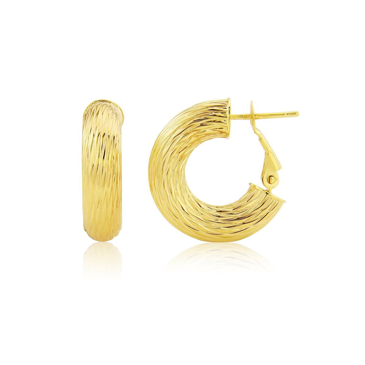 9ct Gold Bark Texture Hoop Earrings