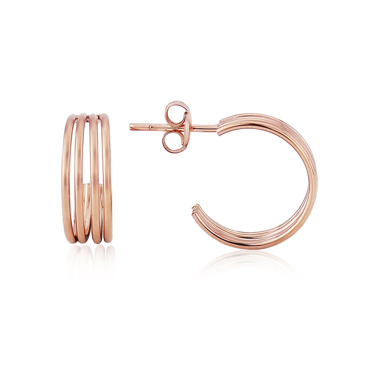 9ct Rose Gold Four Row Openwork Creole Earrings