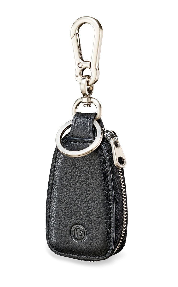 Fred Bennett Black Leather Alloy Key Fob Keyring Y2622