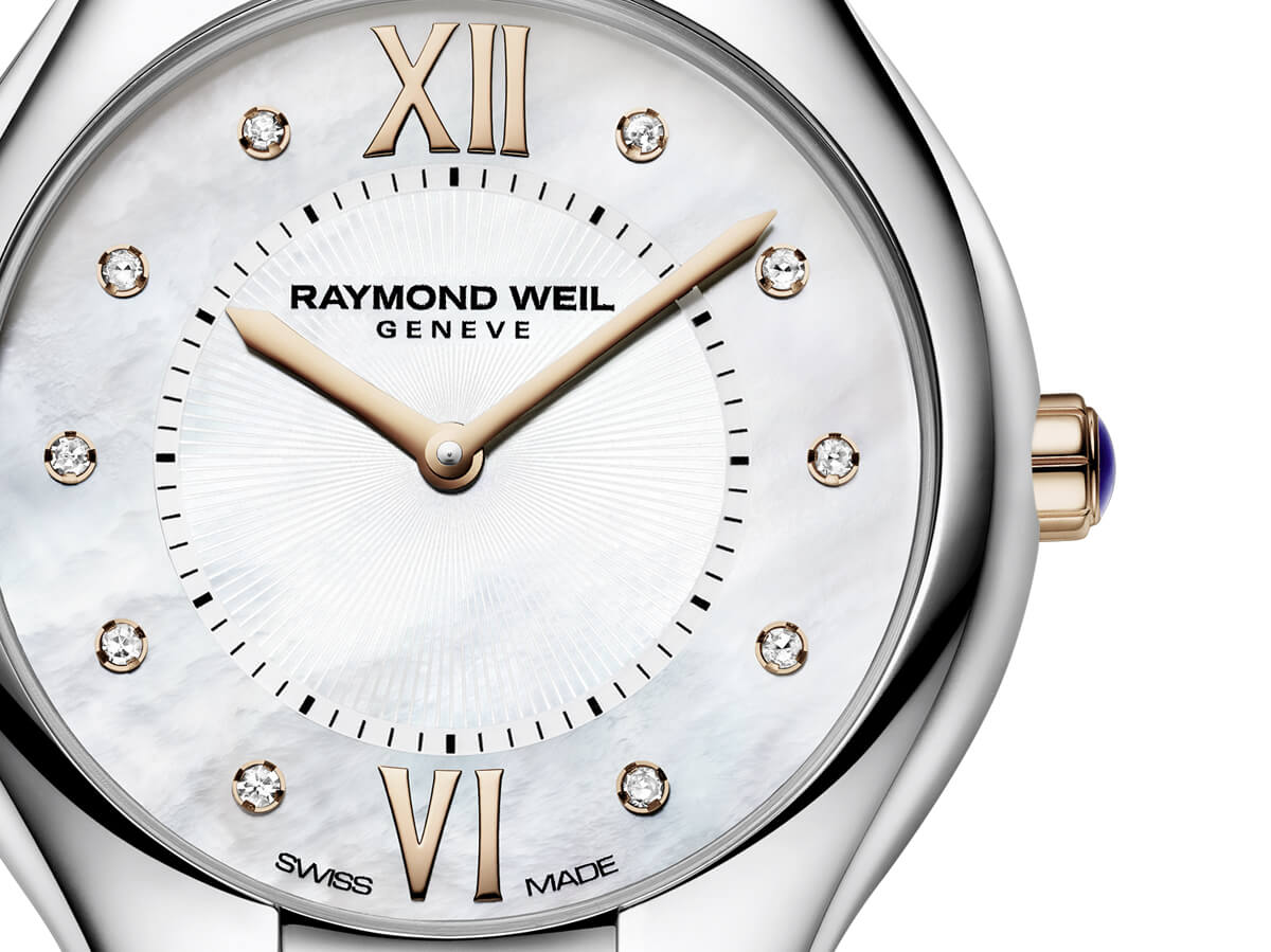 Raymond Weil Noemia Diamond Dot Mother of Pearl Dial Two Tone Womens Quartz Watch 32mm 5132-SP5-00985
