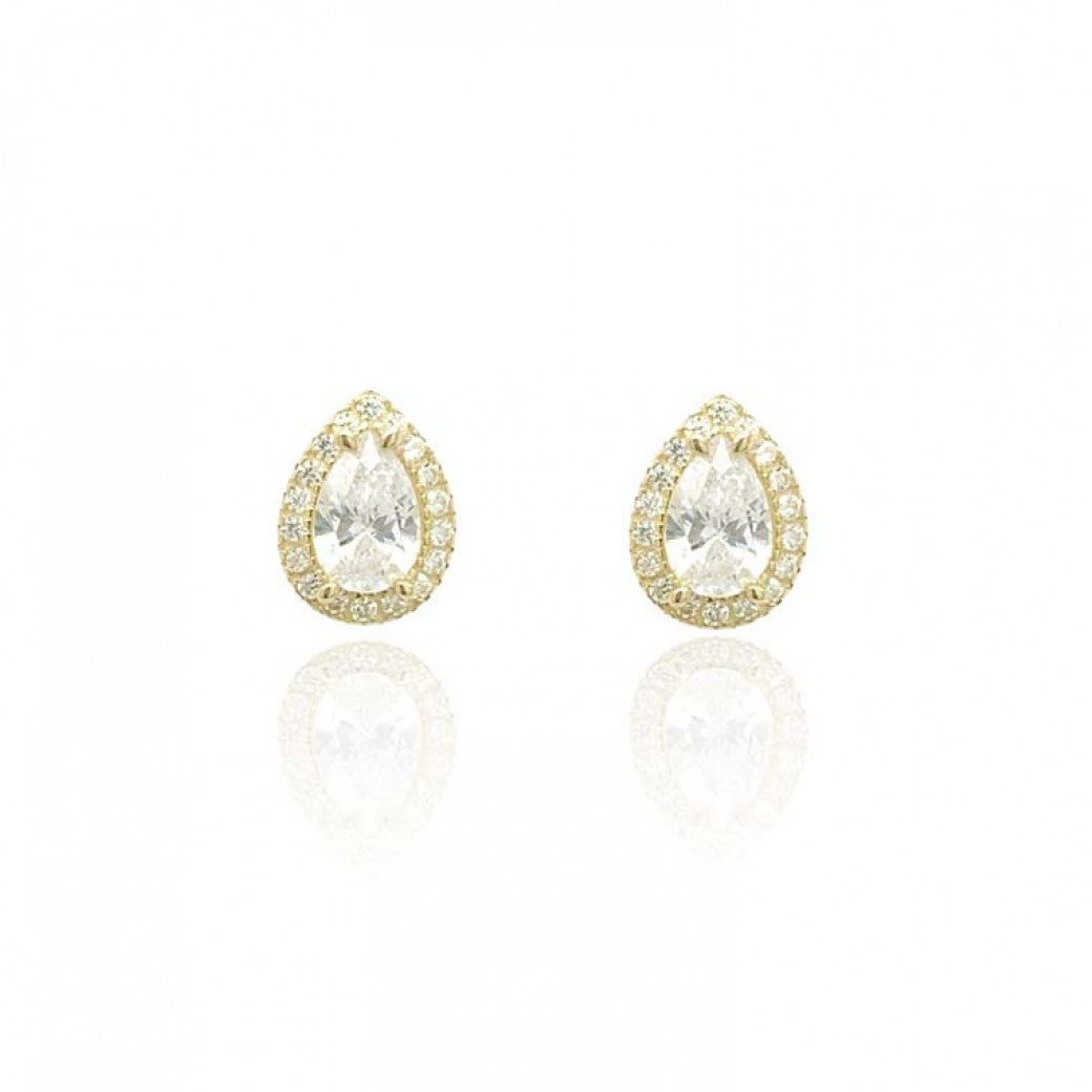 9ct Gold Pear-Shaped Cubic Zirconia Cluster Stud Earrings