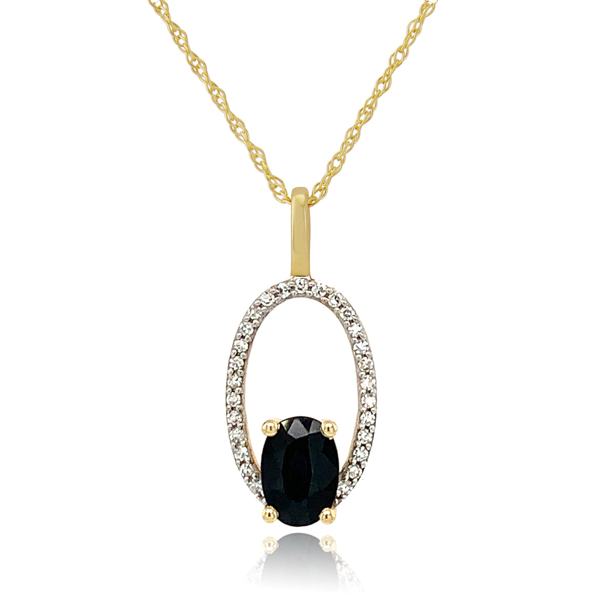 9ct Gold Sapphire & Diamond Set Pendant Necklace