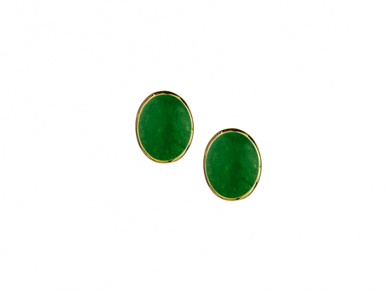9ct Gold Rubover Set Jade Stud Earrings