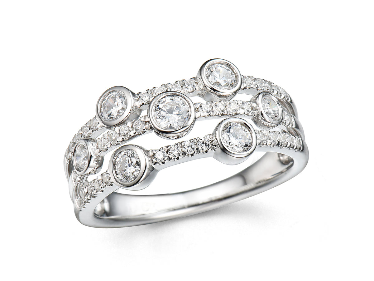 18ct White Gold Diamond Set Bubble Dress Ring