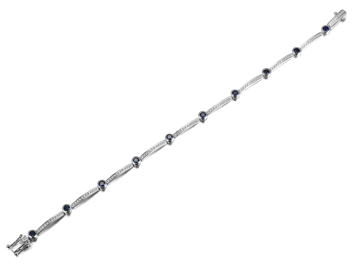 18ct White Gold Sapphire & Diamond Set Bracelet