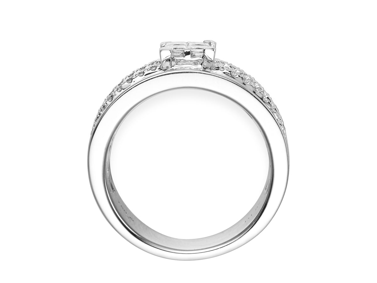 18ct White Gold Diamond Set Five Row Dress Ring