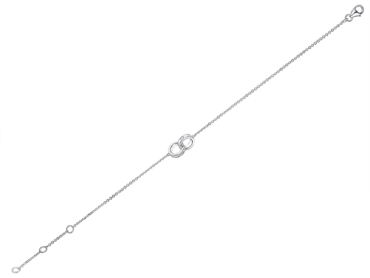 18ct White Gold Diamond Set Interlocking Rings Bracelet