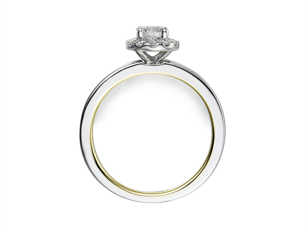 18ct Yellow & White Gold Diamond Set Halo Cluster Ring