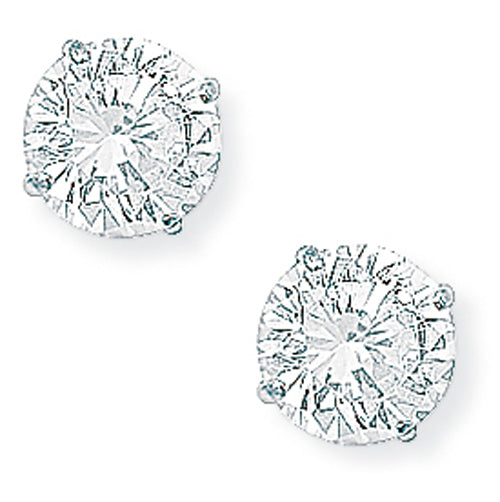 9ct White Gold 4 Claw Set 7mm Cubic Zirconia Stud Earrings
