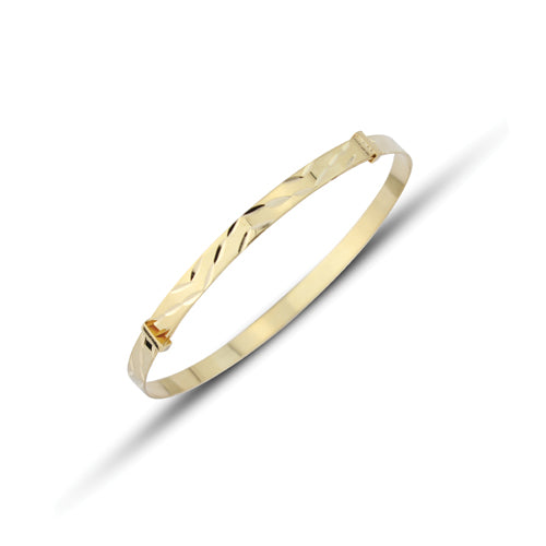 9ct Gold Diamond Cut Expanding Christening Bangle