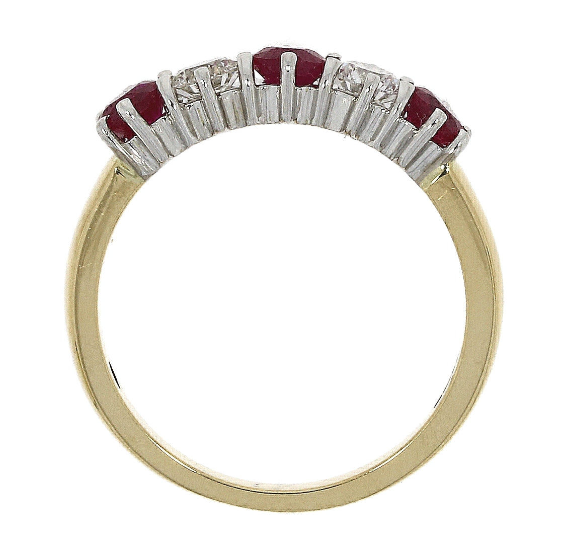 18ct Gold Claw Set Ruby & Diamond Set Five Stone Ring