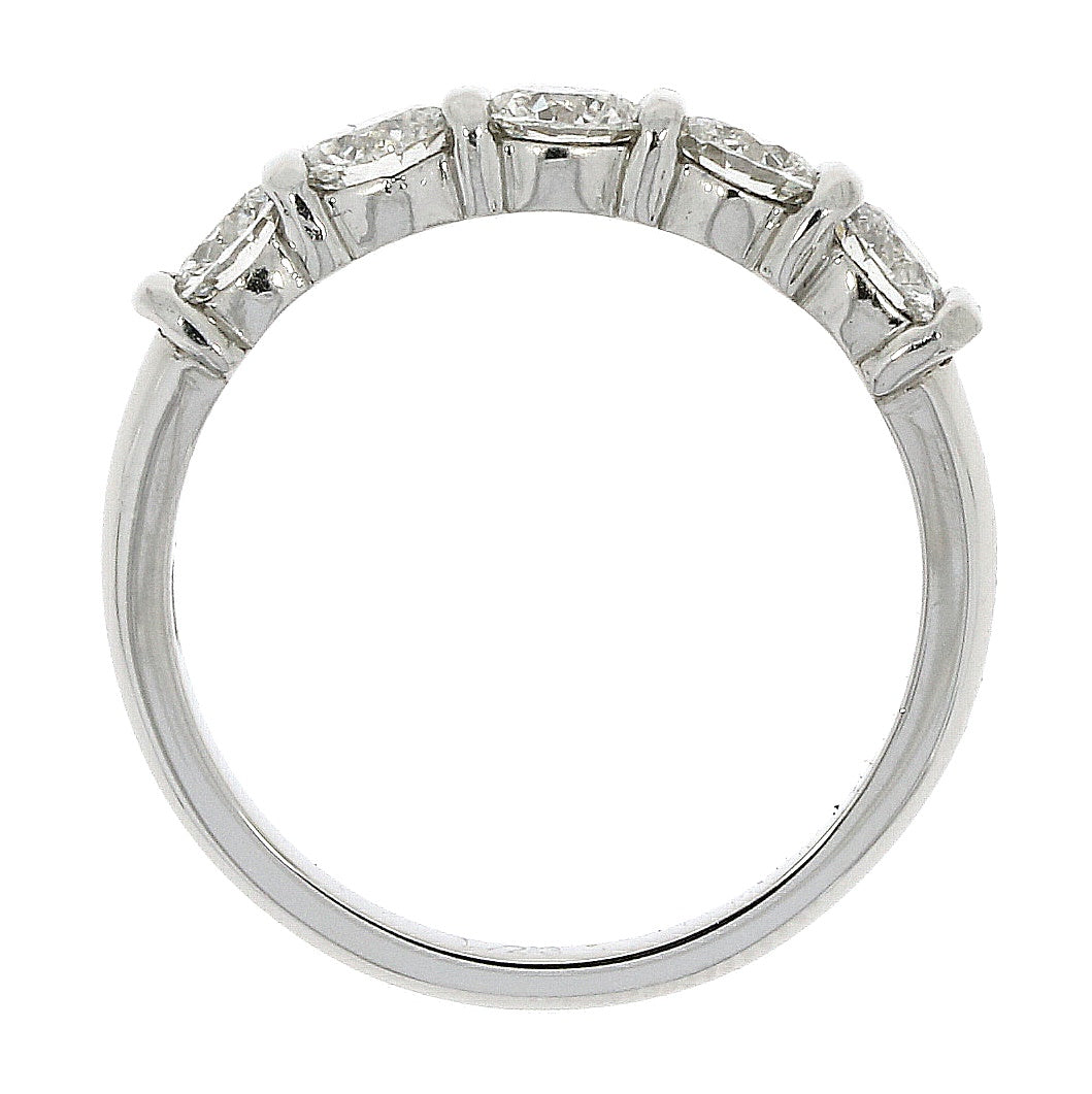 Platinum Bar Set Diamond 1.19ct Five Stone Half Eternity Ring