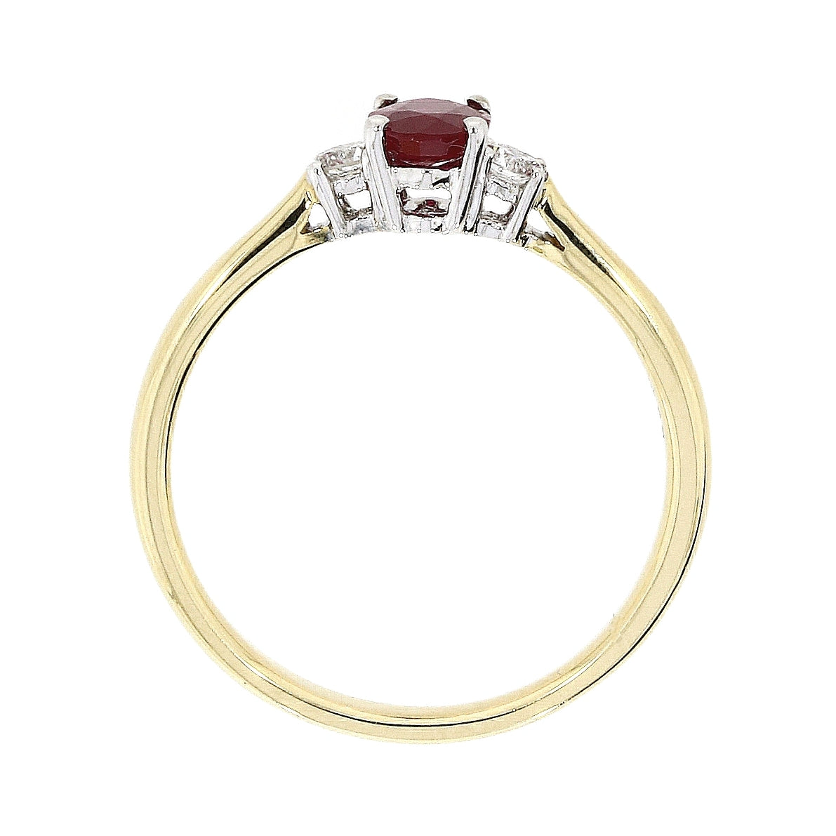 18ct Gold Ruby & Diamond Set Three Stone Trilogy Ring