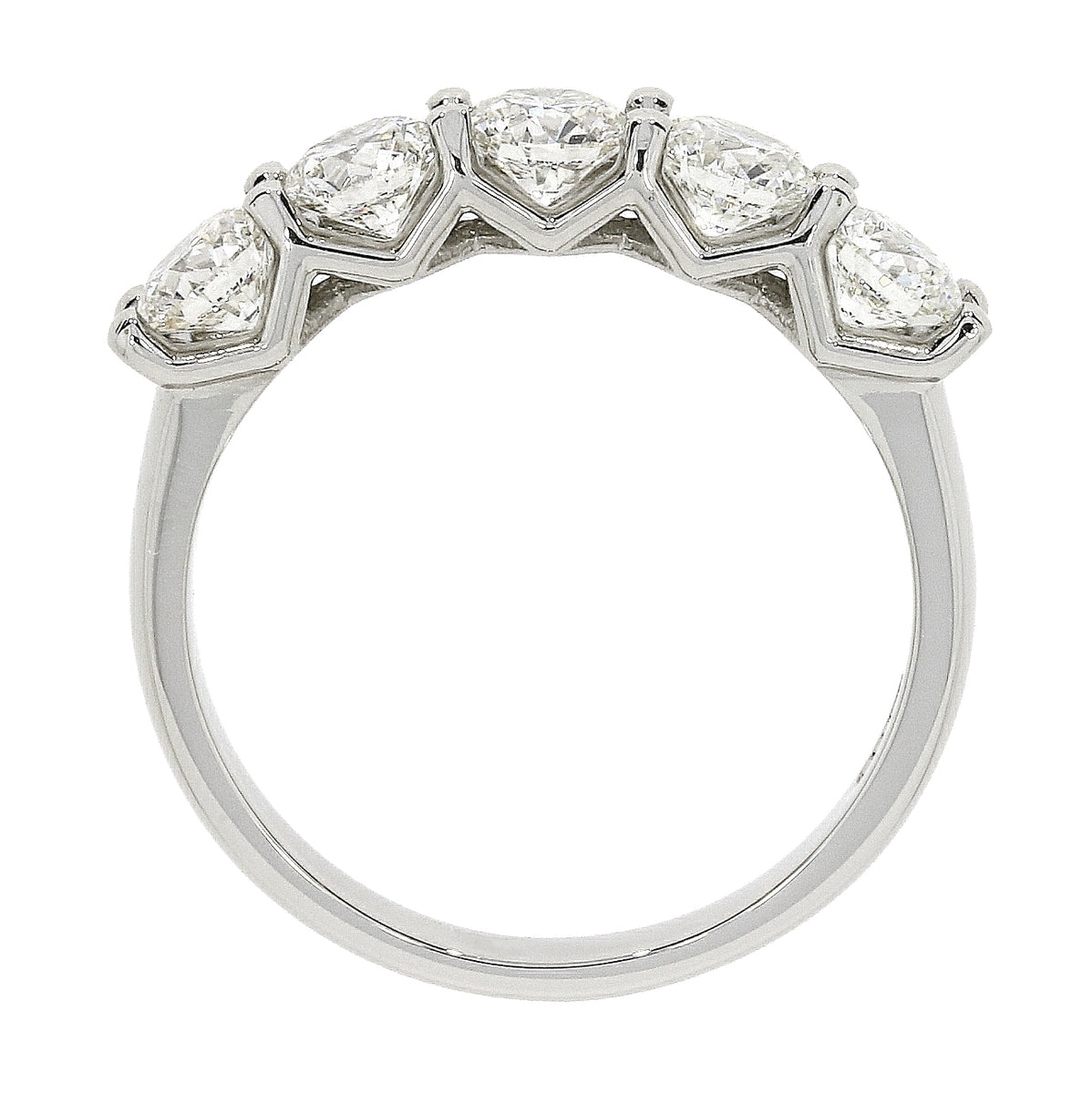 Platinum Claw Set Diamond 2.08ct Five Stone Half Eternity Ring